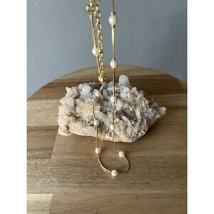 Gold Tone Chain With White Beads